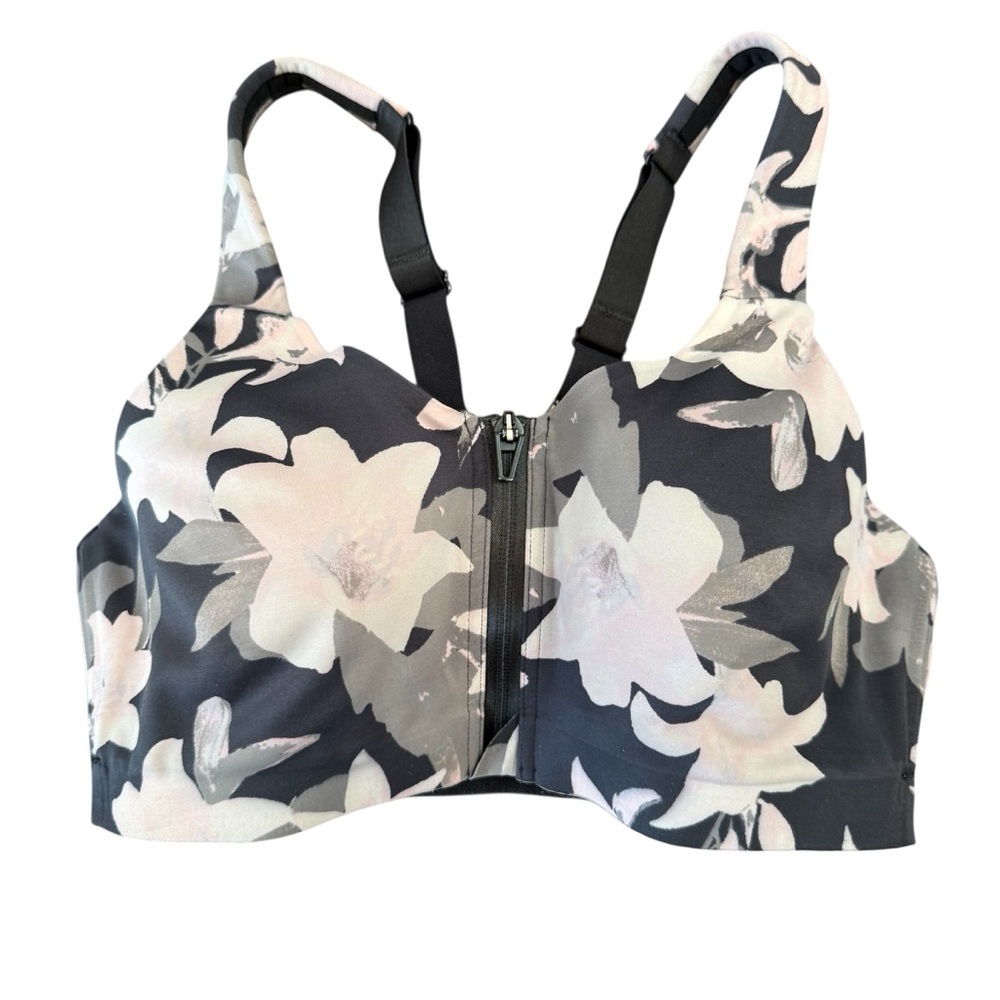 Victorias Secret Knockout Front Close MAX Support Sports Bra Black Floral 32D